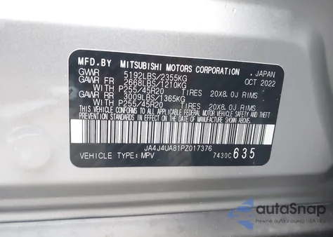 2023 Mitsubishi Outlander Ralliart S-Awc/Se 2.5 S-Awc/Se Black Edition S-Awc/Se Special Editiont S-Awc z USA, uszkodzony, nr VIN JA4J4UA81PZ017376